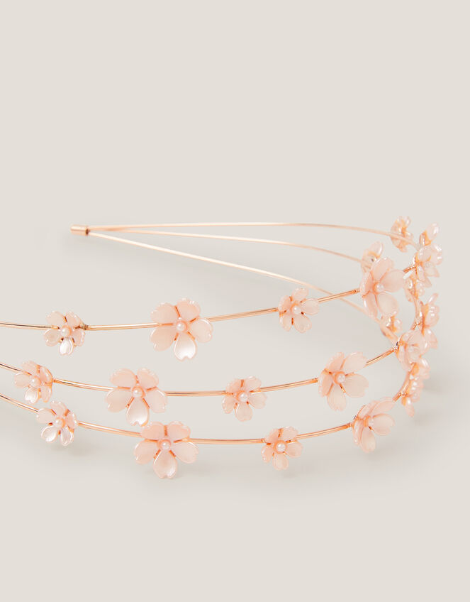 Flower Pearl Wire Headband, Pink (PINK), large