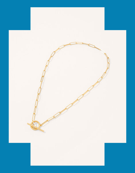 Orelia Recycled Wave T-Bar Chain Necklace, , large