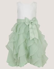 Cancan Sleeveless Bow Ruffle Dress, Green (SAGE), large