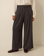 Ambar Pinstripe Wide Leg Trousers, Grey (CHARCOAL), large