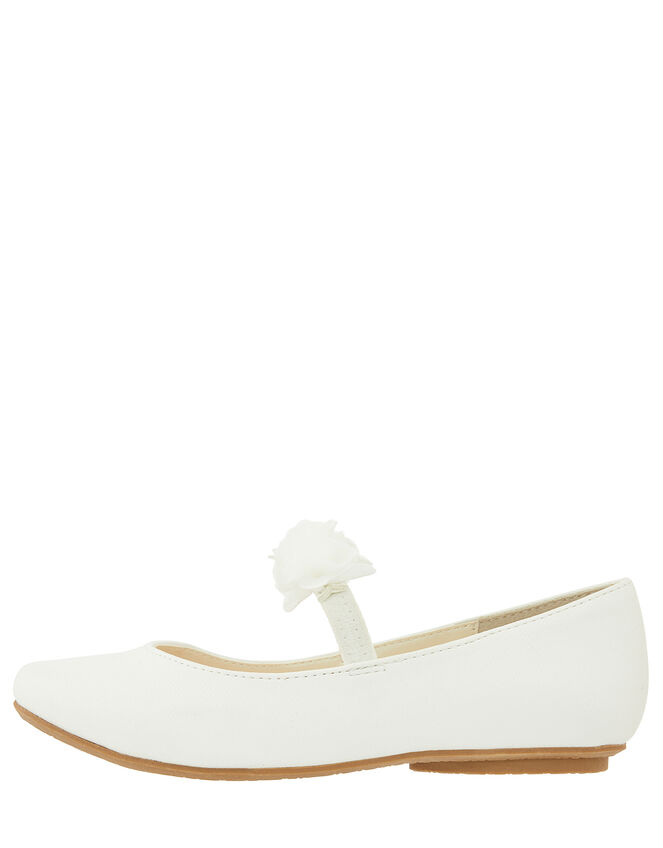Cynthia Corsage Shimmer Ballerina Flats, Ivory (IVORY), large