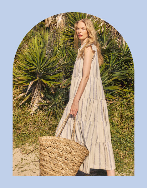 East Corrine Frill Tiered Maxi Dress, White (WHITE), large