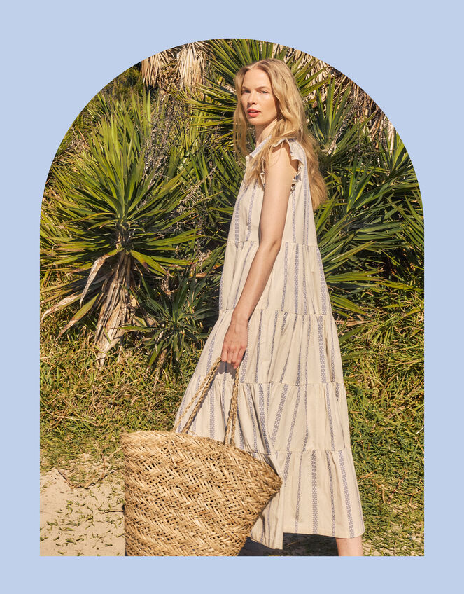 East Corrine Frill Tiered Maxi Dress, White (WHITE), large