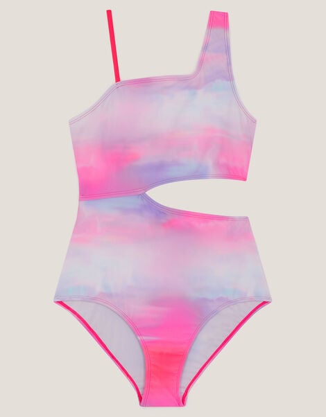 Ombr&eacute; Asymmetrical Cut Out Swimsuit, Pink (PINK), large