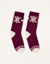 Fair Isle Knit Socks, , large
