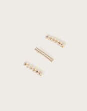 Pearl Hair Clips Set of Three, , large