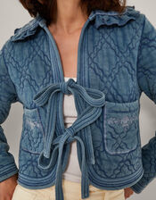 Quinn Tie Quilted Jersey Jacket, Blue (BLUE), large
