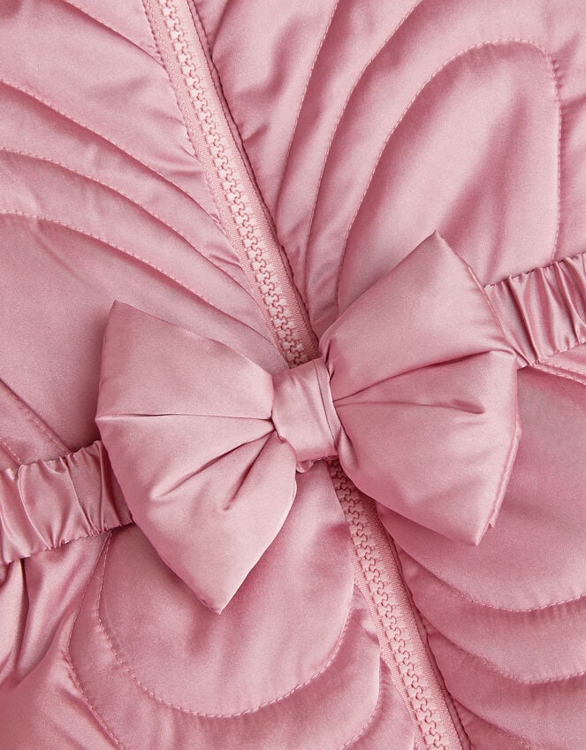 Faux Fur Belted Bow Coat, Pink (PINK), large