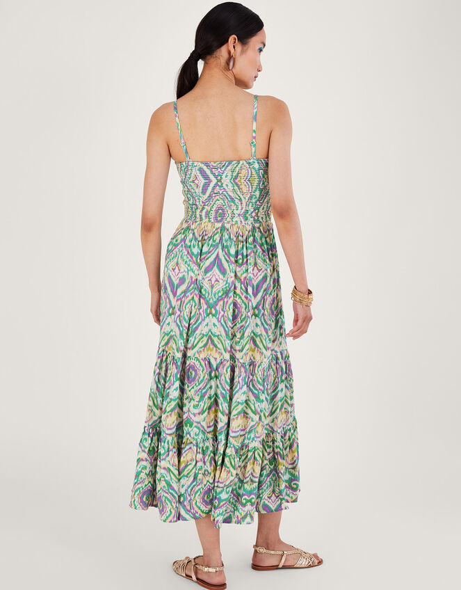 Geometric Print Bandeau Dress, White (WHITE), large