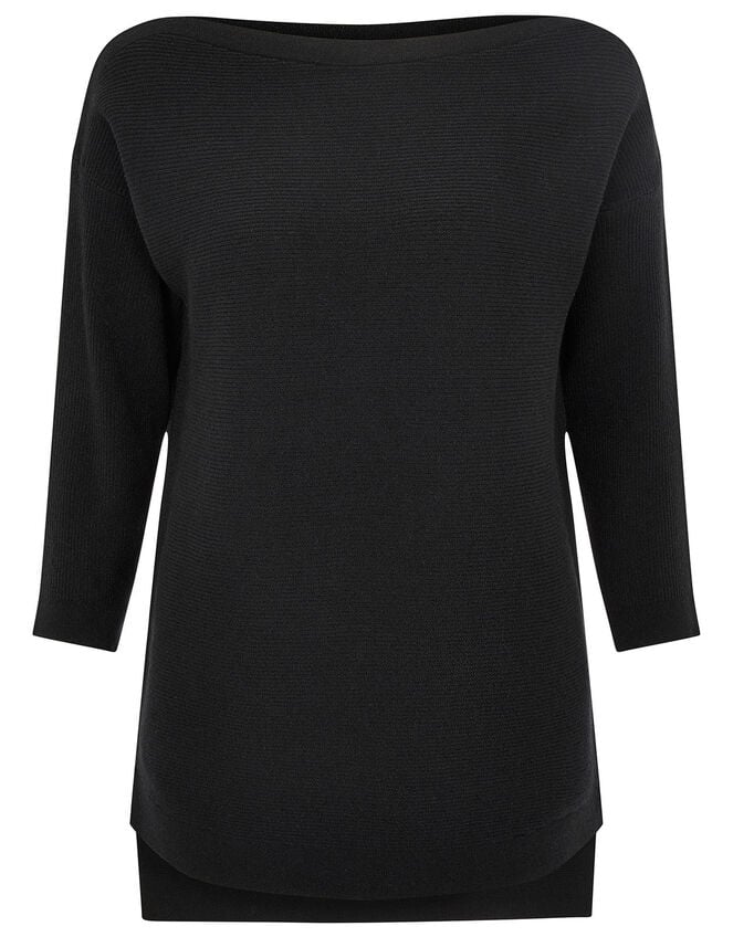 Ottoman Slash Neck Jumper, Black (BLACK), large