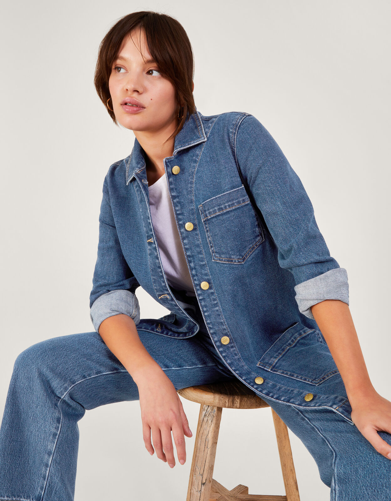 Longline jeans jacket top