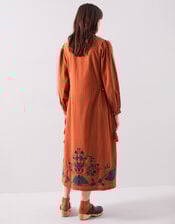 East Katie Embroidered Midi Dress, Orange (RUST), large