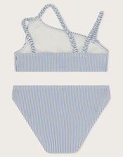 Stripe Asymmetrical Bikini Set, Blue (BLUE), large