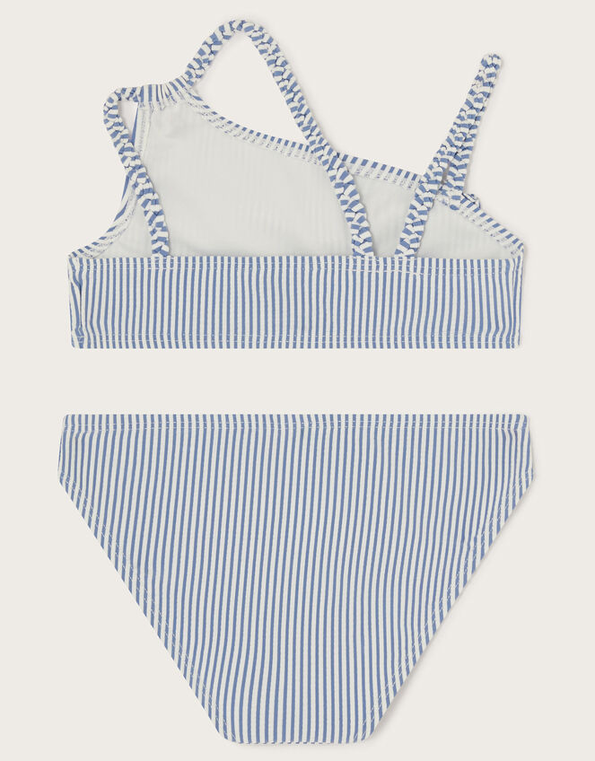 Stripe Asymmetrical Bikini Set, Blue (BLUE), large