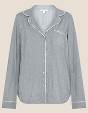 Plain Jersey Button Pyjama Shirt, Grey (GREY), large