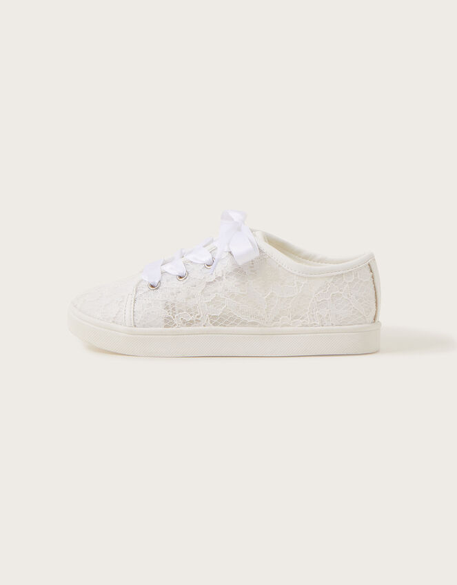 Floral Lace Trainers, Ivory (IVORY), large