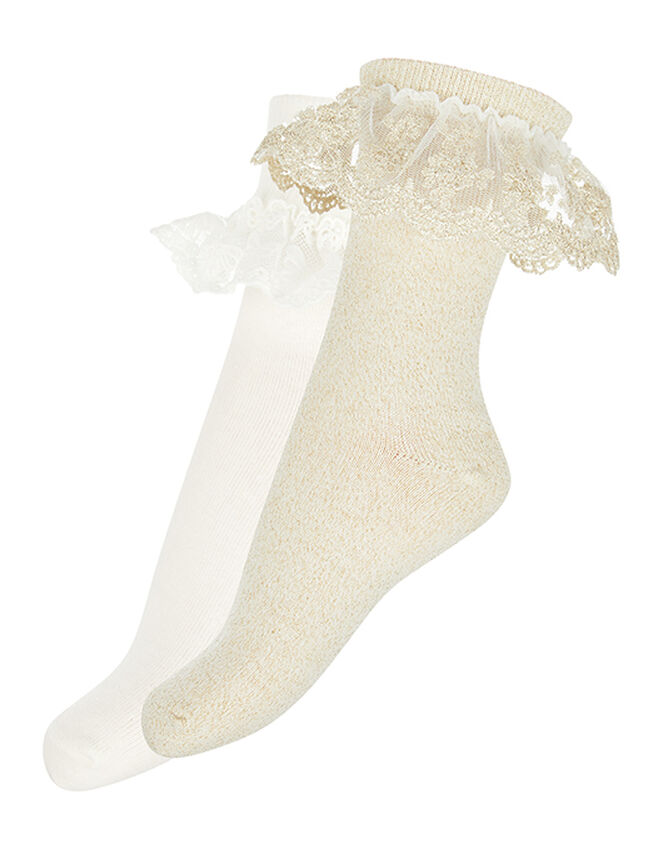 Lace Frill Sock Multipack, Gold (GOLD), large