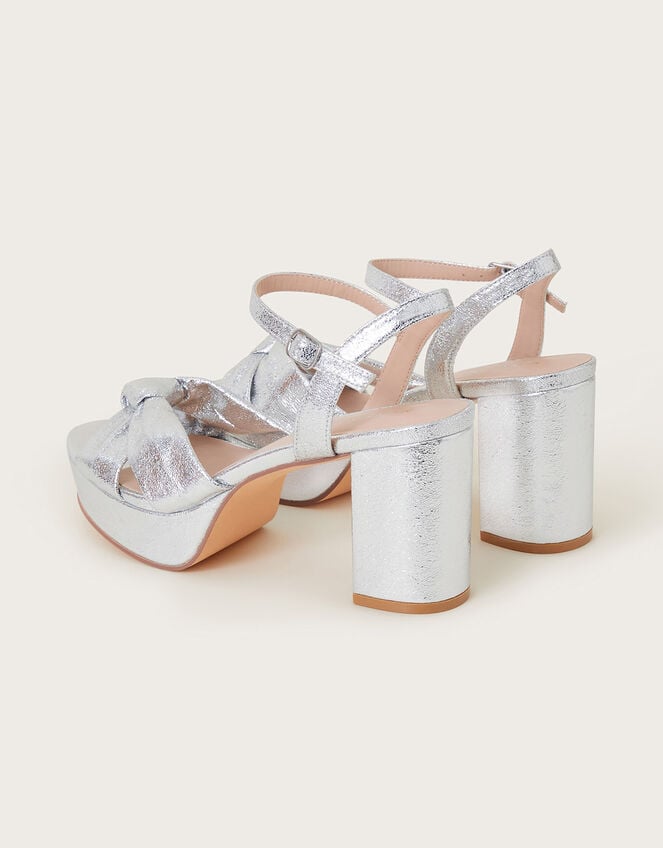 Twist Knot Platform Heels, Silver (SILVER), large