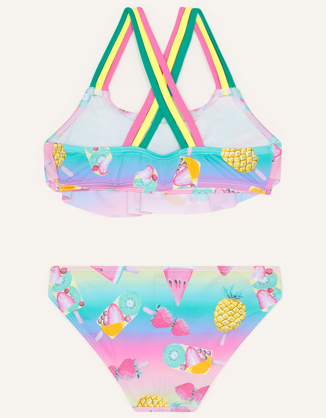 Fruit Stripe Frill Front Bikini, Pink (PINK), large