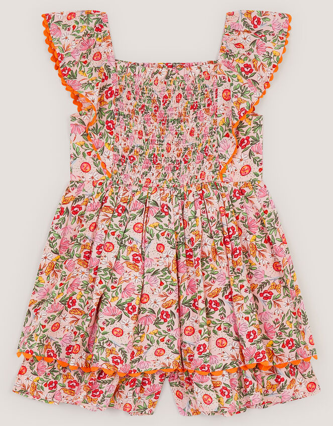 Floral Smocked Romper, Pink (PINK), large