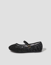Vela Embroidered Mesh Ballet Flats, Black (BLACK), large