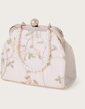 Blossom Embroidered Pearl Handle Bag, , large