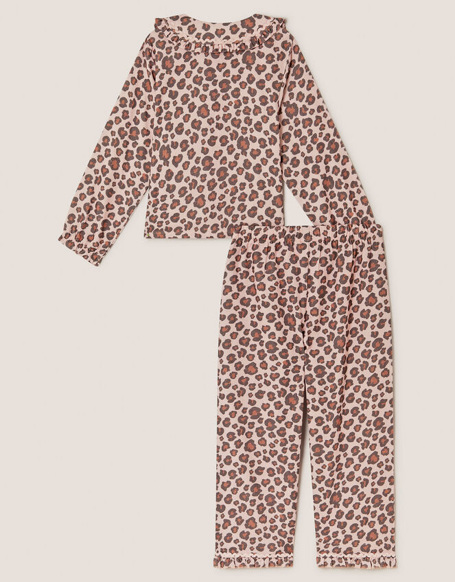 Bow Leopard Print Long Pyjamas Set, Pink (PINK), large