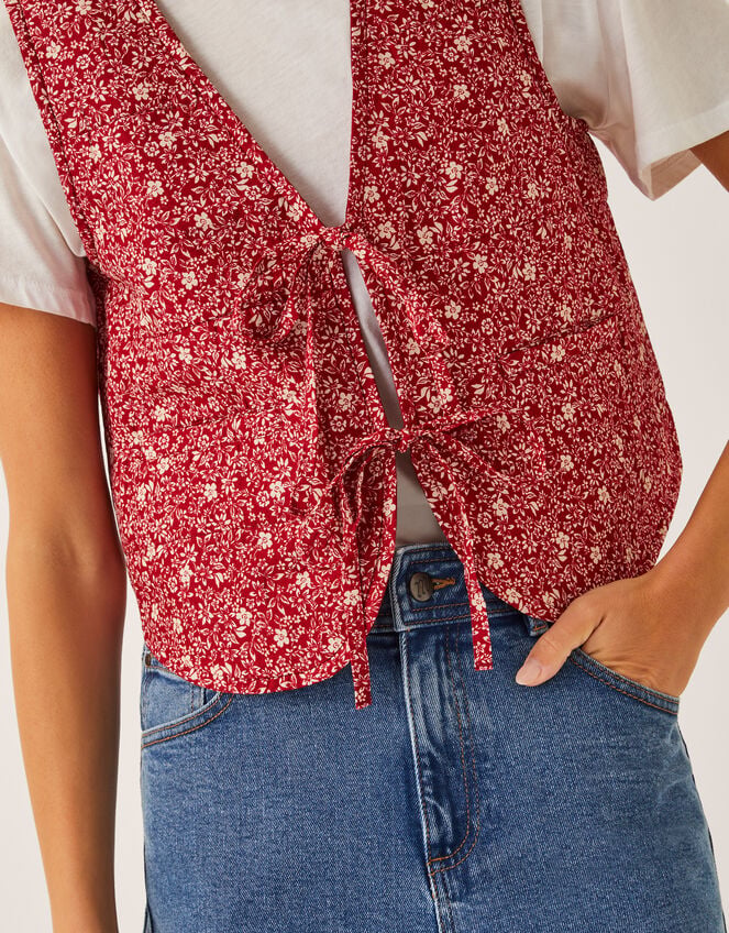 Felipa Floral Print Waistcoat, Red (RED), large