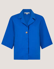 Emily Linen Blend Shirt, Blue (COBALT), large