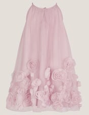 3D Rose Swing Dress, Pink (DUSKY PINK), large