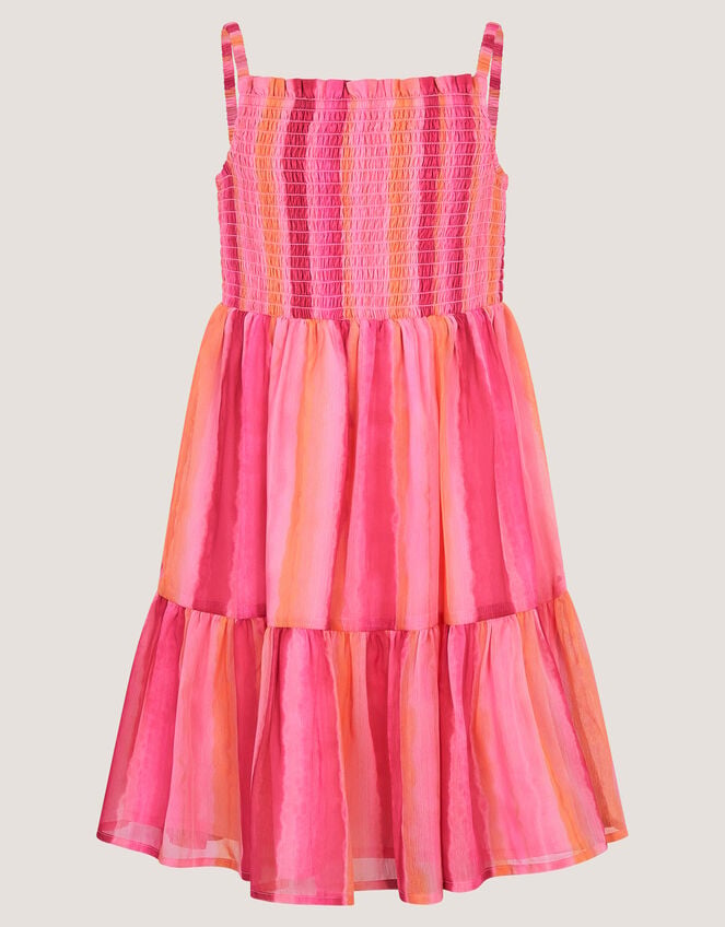 Tie-Dye Smocked Beach Dress, Pink (PINK), large