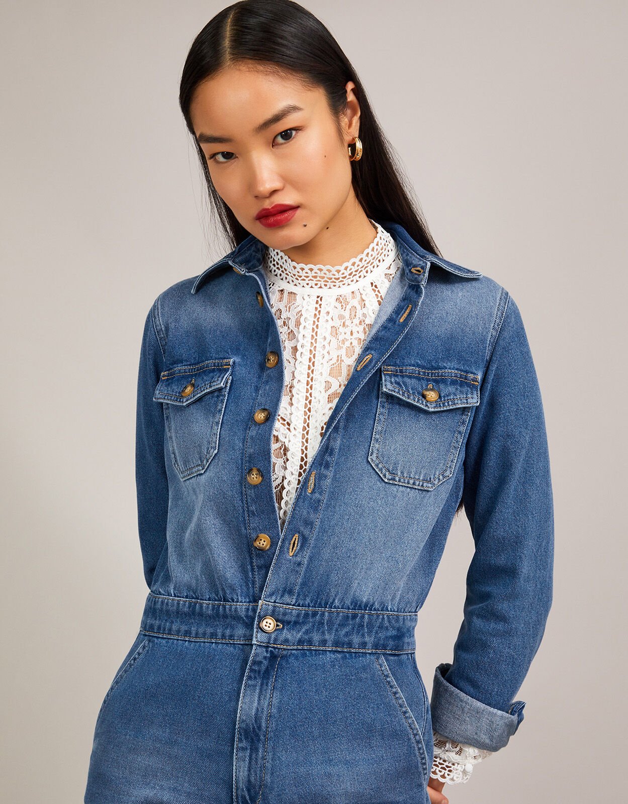 Monsoon denim jumpsuit store