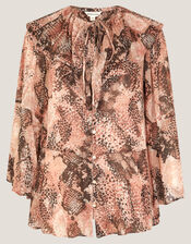 Synthia Snake Print Blouse, Pink (BLUSH), large