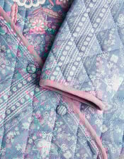 Embroidered Paisley Quilted Jacket, Blue (BLUE), large