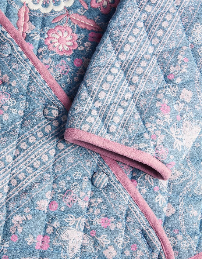 Embroidered Paisley Quilted Jacket, Blue (BLUE), large