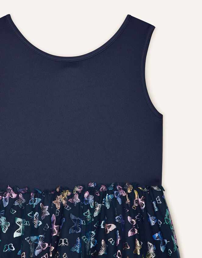 Butterfly Print Dress, Blue (NAVY), large