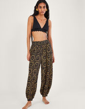 Batik Print Harem Trousers in LENZING™ ECOVERO™, Black (BLACK), large