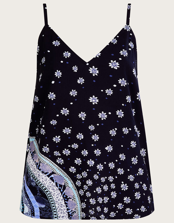 Circle Print Cami in LENZING™ ECOVERO™, Blue (NAVY), large