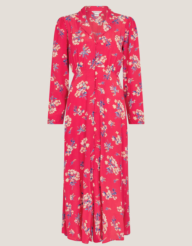 Sarah Floral Print Midi Dress, Red (RED), large