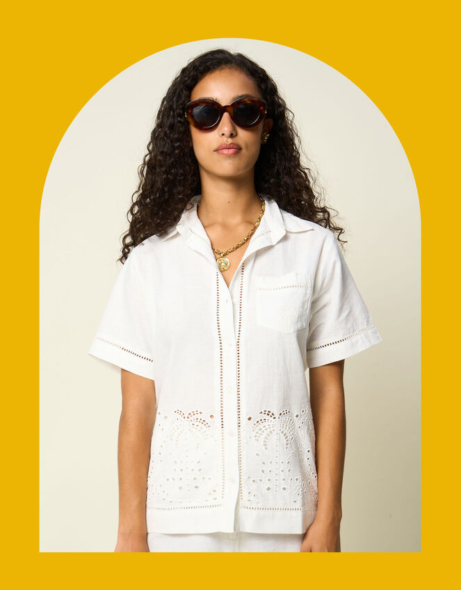 Petite Mendigote Tinia Embroidered Blouse, Natural (ECRU), large