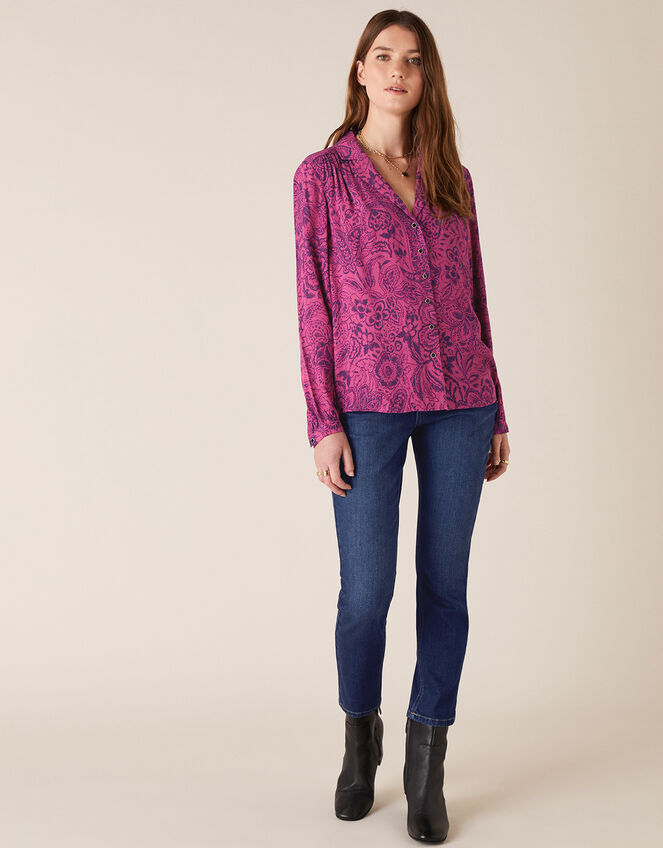 Paisley Print Blouse with LENZING™ ECOVERO™, Pink (PINK), large