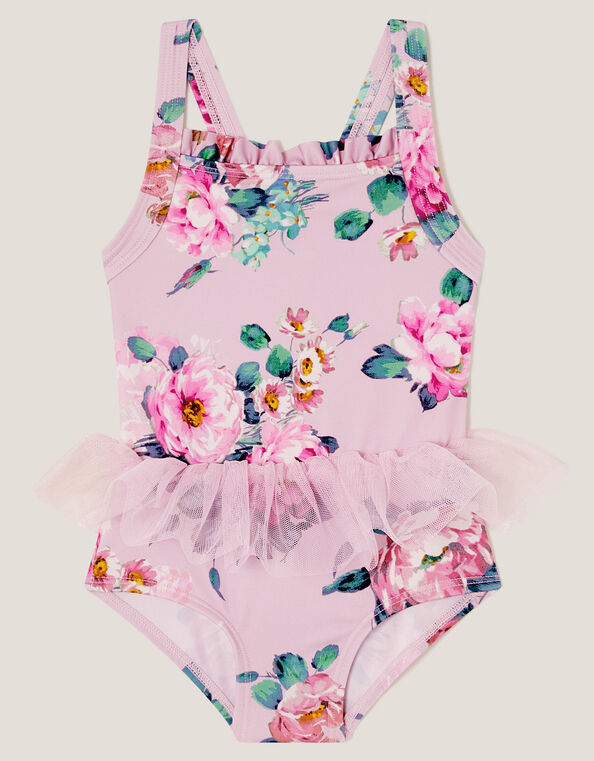 Baby Peony Print Tutu Swimsuit, Pink (PINK), large
