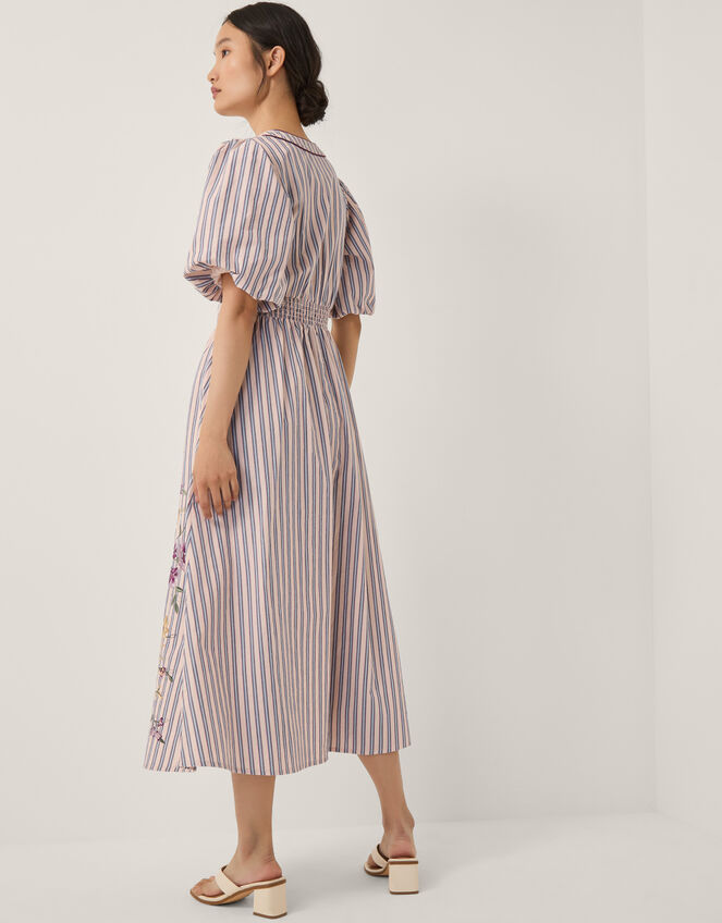 Alexis Embroidered Stripe Midi Dress, Pink (PINK), large