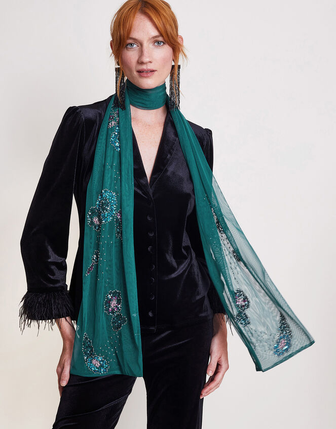 Sequin Net Scarf, , large