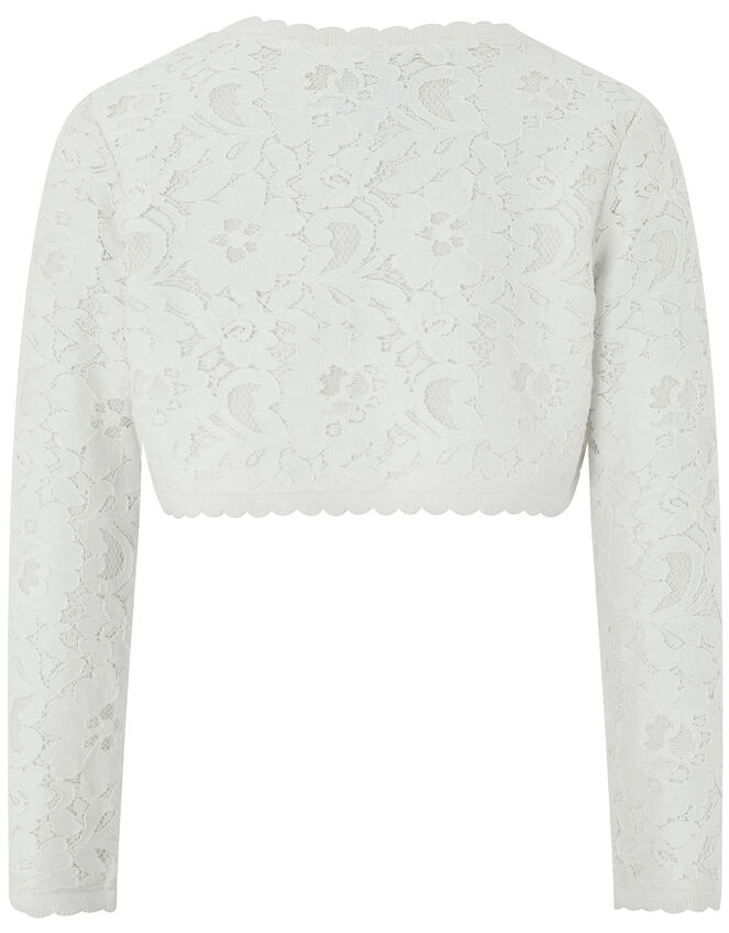 Baby Eliona Cropped Lace Cardigan, White (WHITE), large