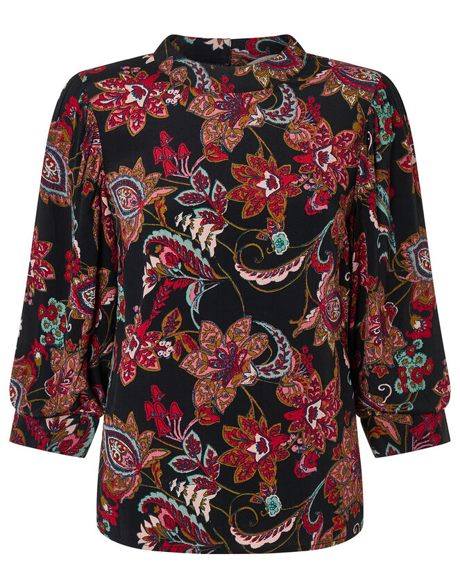 Danny Paisley Print Top, Black (BLACK), large