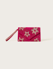 Star Embellished Velvet Clutch Bag, , large