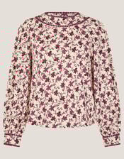 Felipa Floral Print Jersey Top, Ivory (IVORY), large