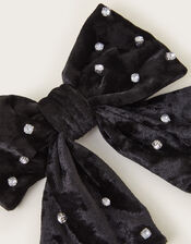 Velvet Diamante Bow Hair Clip, , large