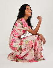 Daisy Print Tiered Maxi Dress, Natural (NATURAL), large